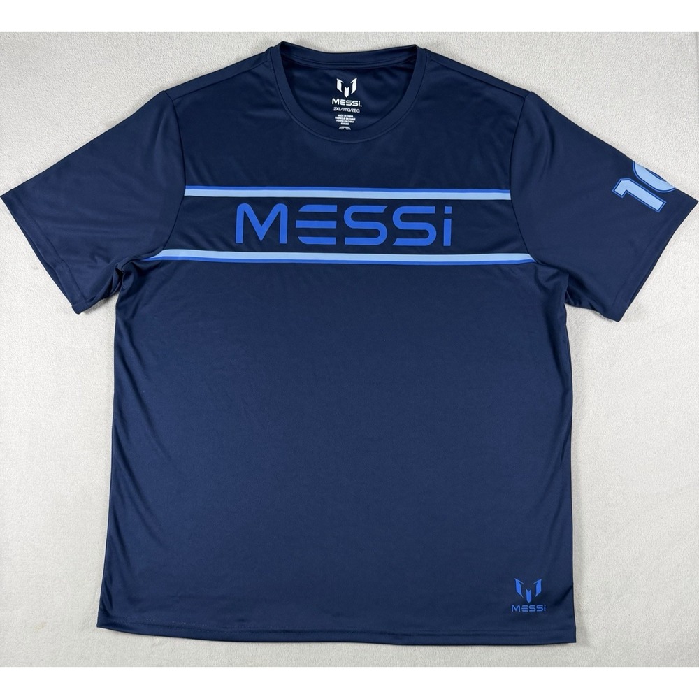 Messi Brand Men's Performance Graphic‎ T-Shirt Navy Blue Athletic Soccer XXL